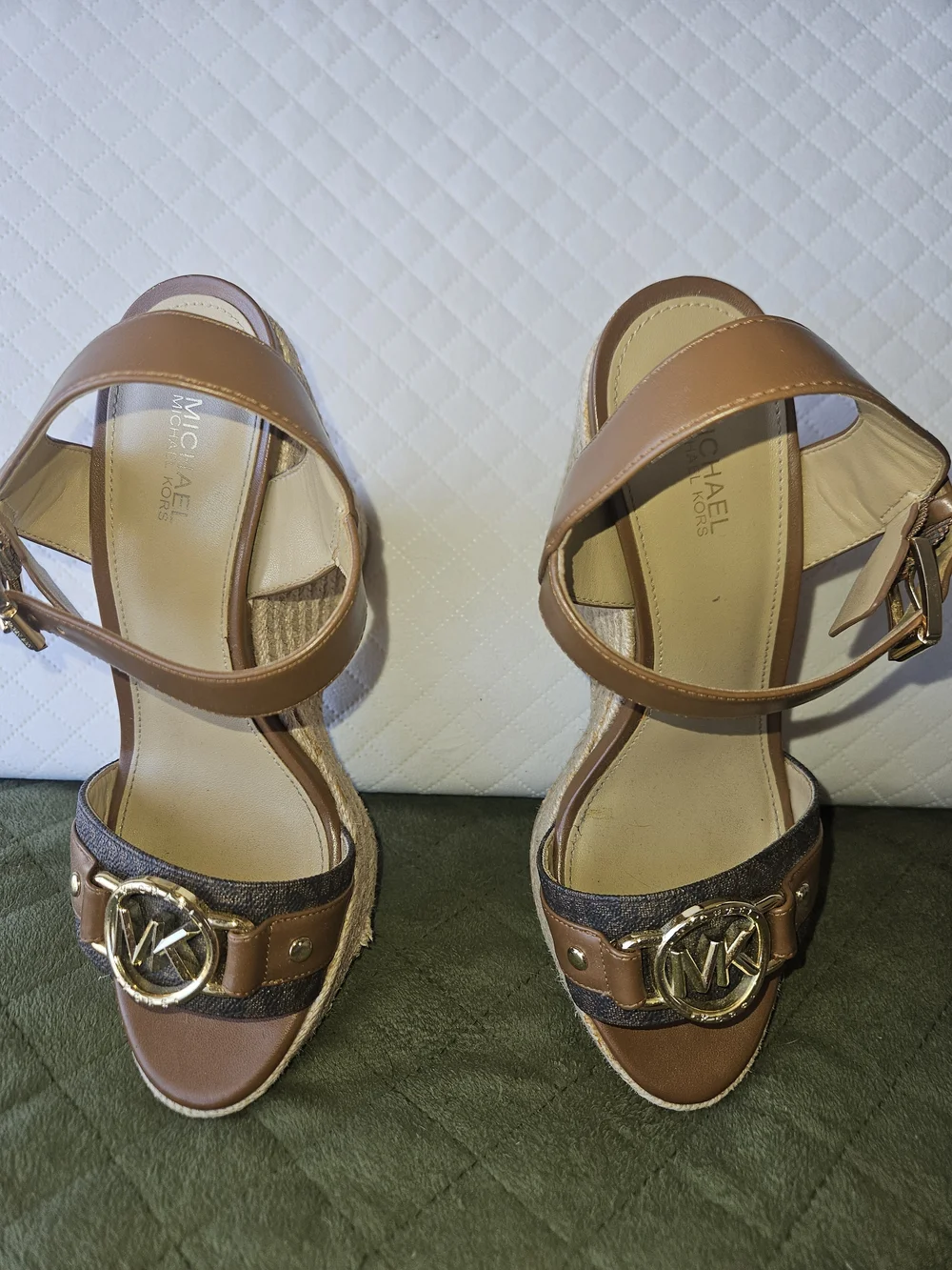 Michael Kors Brown Espadrille Wedge Sandals